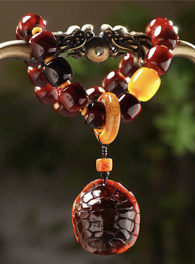 老料牦牛角十八子手持手串男士