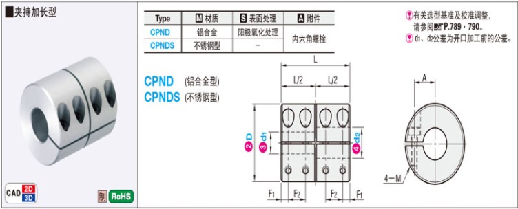 替换米思米联轴器CPNDS32[101214-101214]刚性夹持加长型-图0