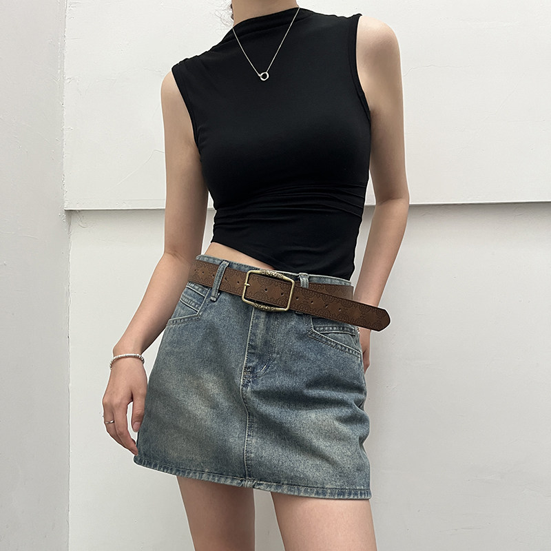 美式复古y2k腰带女2025新款民族风皮带百搭配牛仔裤带高级感棕色