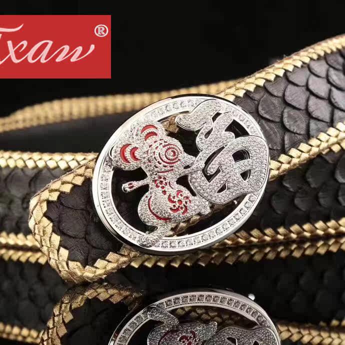 jxaw男进口蟒蛇皮纯手工编织皮带 jxaw腰带/皮带/腰链