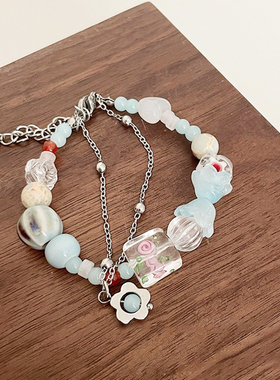 CHUZAI方糖花朵串珠手链