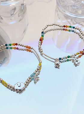 彩虹串珠手链女ins小众设计