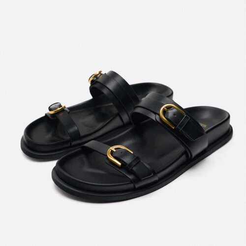 women flat slippers beach sandals 女沙滩平底凉鞋厚底凉拖鞋 - 图0