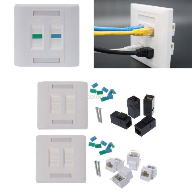 Wall Plate 4 Ports CAT5e/CAT6 RJ45 Network 86mm Standard Wal - 图0
