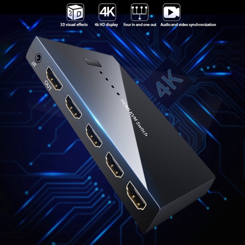 4K HD 4 Ports HDMI KVM 4X1 Switcher USB Switch Splitt - 图0
