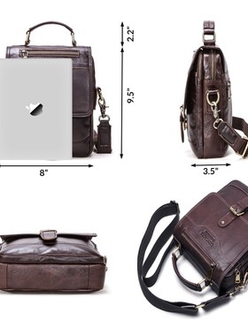 CONTACT'S Genuine Leather Men Message Bags for 7.9in iPad V