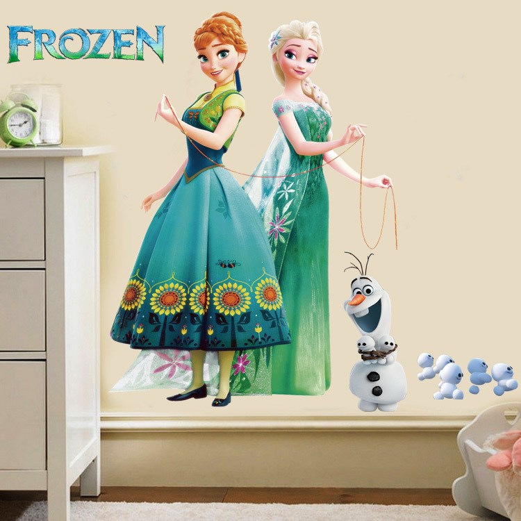 Cartoon frozen princess DIY Elsa Anna wall stickers girl Chi_虎窝淘