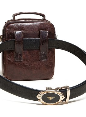 Genuine Leather Men's Crossbody Bag Capacity Casual Bu