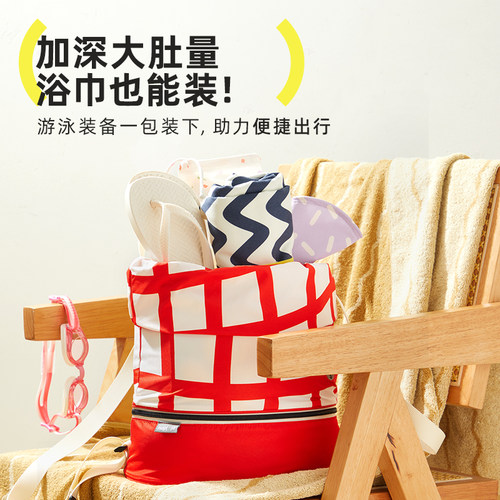 hugz儿童游泳包干湿分离收纳包男女童沙滩大容量收纳袋便携双肩包 - 图0
