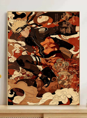 火影忍者数字油画diy填色手工丙烯画手绘油彩画卡通动漫挂画装饰