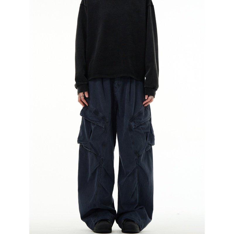 MADWITCH美式复古解构设计感工装裤男女宽松休闲褶皱直筒垂感裤子,淘宝优惠券,粉丝福利购,淘宝优惠卷