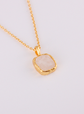 多色天然石S925银项链女简约轻奢