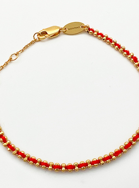 红绳金珠结绳小众设计创意手链女