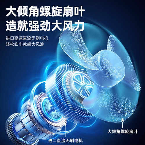 小吊扇床上学生宿舍免打孔挂钩充电户外露营帐篷长续航便携吊扇灯 - 图1