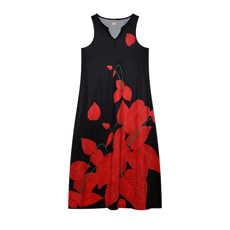 无袖连衣长裙亚马逊wish欧美风夏季新款女装 3D印花V领复古连衣裙,淘宝优惠券,粉丝福利购,淘宝优惠卷