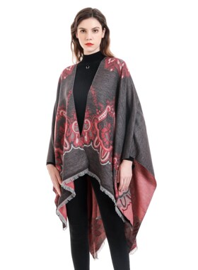 double-sided color-matching plaid leopard print shawl with