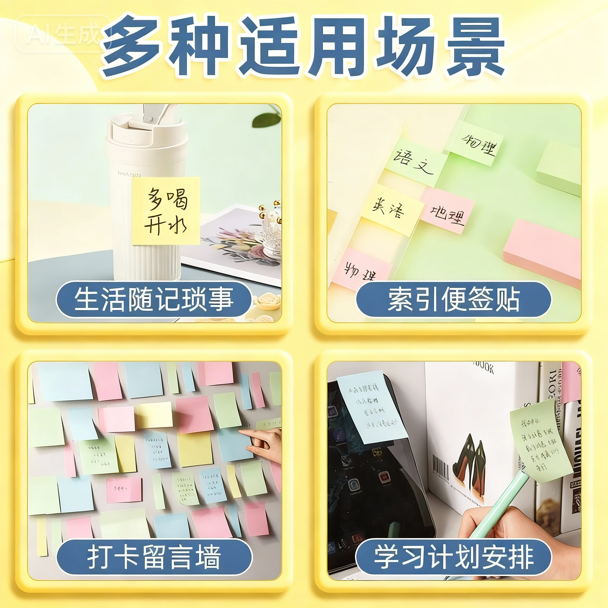 晨光便利贴彩色学生用便签贴考研多色标签贴纸自粘撕取不留痕记事贴粘性办公室便条备忘记事留言小条优事贴纸,淘宝优惠券,粉丝福利购,淘宝优惠卷