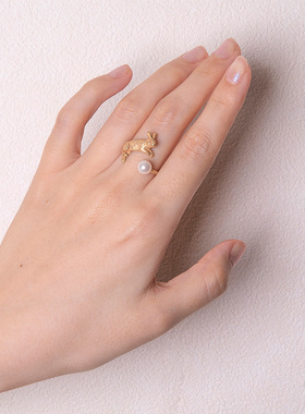 Palnartpoc女黄铜手作戒指兔子