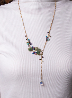 Palnartpoc蛇葡萄Y字项链