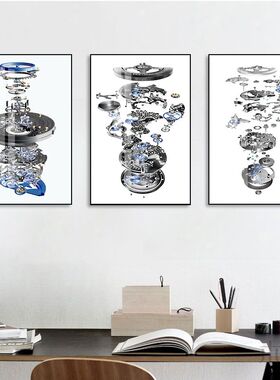 手表分解图装饰画钟表腕表维修店机芯结构挂画奢侈品钟表行壁画