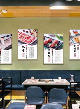 涮牛肉火锅店挂画潮汕牛肉店饭店包间包厢墙面壁画牛肉部位装饰画