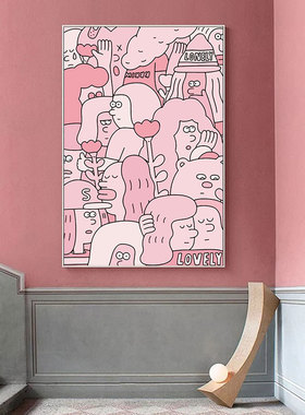 小众艺术油画韩国抽象插画客厅卧室房间装饰画工作室背景墙挂画