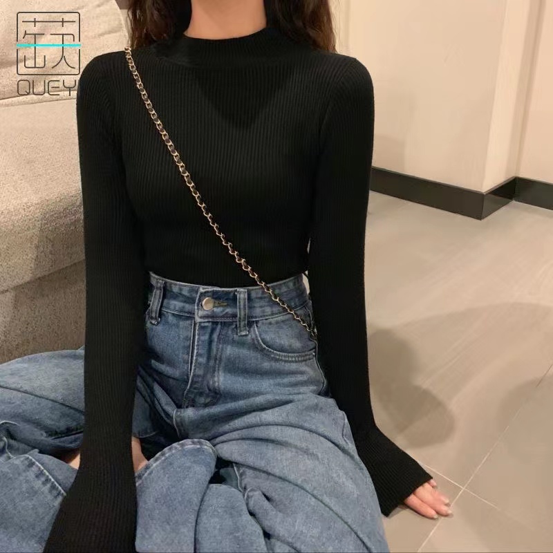 蒛一2023年洋气毛衣针织衫女半高领保暖打底衫内搭秋冬上衣买一送_蒛一内衣店_女士内衣/男士内衣/家居服-第2张图片-提都小院