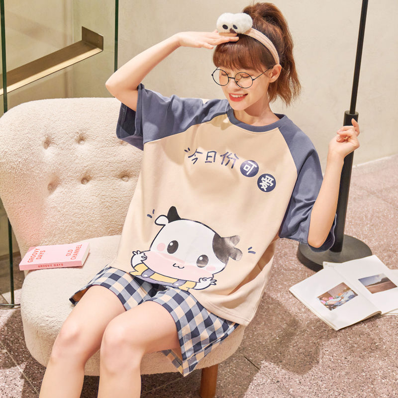 kk睡衣女夏季棉质短袖宽松甜美可爱卡通春秋天可外穿家居服套装_女友专属用品_女士内衣_男士内衣_家居服-第5张图片-提都小院
