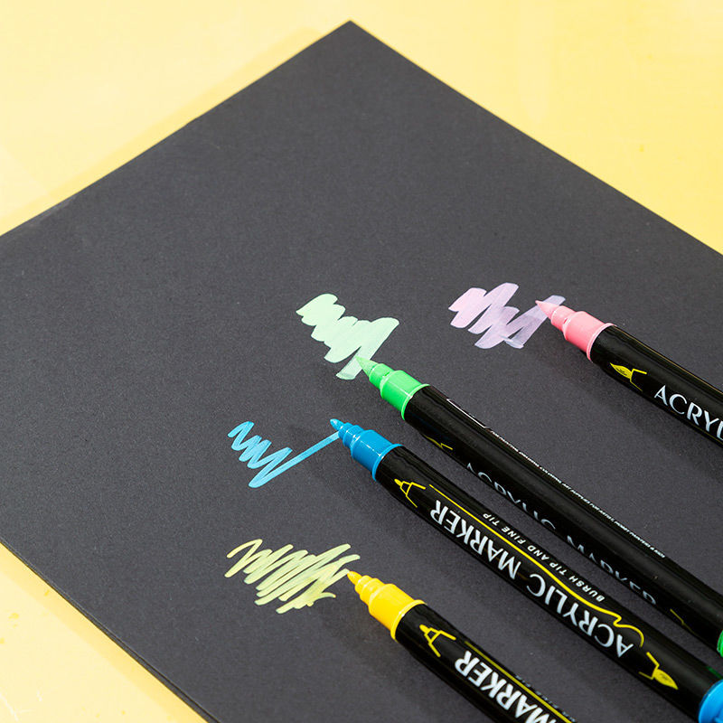 丙烯马克笔学生专用双头水彩笔小学生专用彩笔美术画笔diy可水洗-图3