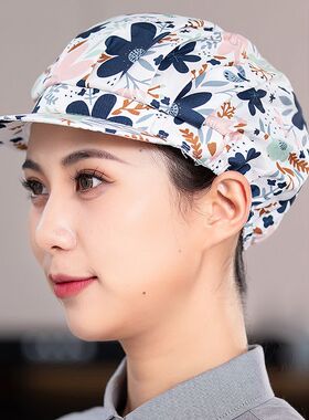 女式厨师帽女款防油烟厨房帽做饭戴的帽子家用厨帽餐饮工作卫生帽