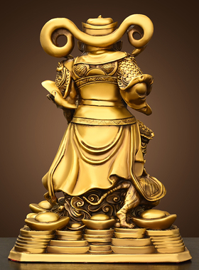 黄铜赵公明摆件工艺品神像武财神