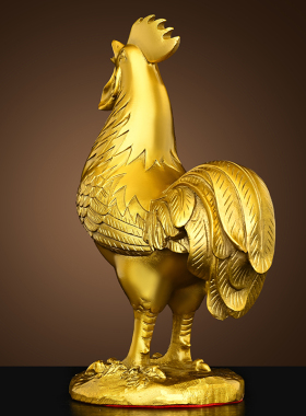 醉芒黄铜鸡摆件家居装饰工艺品