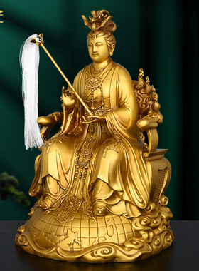 纯黄铜九龙地母娘娘神像摆设