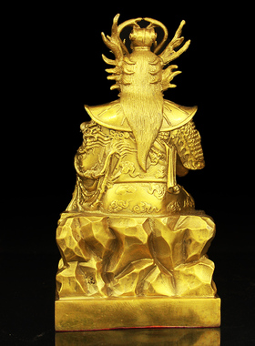 醉芒黄铜桌面中式客厅龙王爷摆件