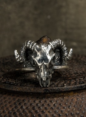 日本coss koko复古黑山羊开口戒指克系暗黑恶魔撒旦小众个性男