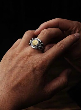 日本coss koko银莲花摩羯戒指男士潮个性霸气学生朋克复古可旋转