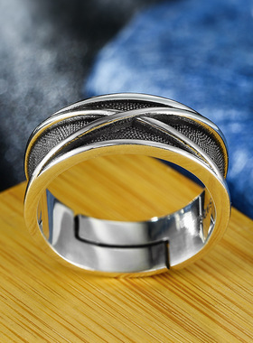 日本coss koko小众设计高级感时空银戒指男士个性时尚百搭复古