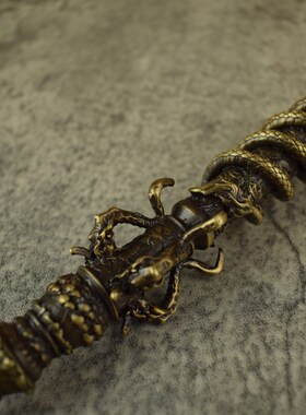 黄铜实心如意金箍棒黑神话悟空办公室桌面摆件工艺品饰品把玩礼品