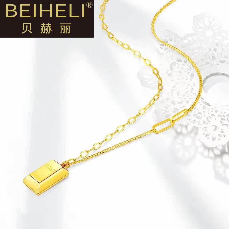 999足金暴富巧克力小金条黄金项链 贝赫丽项链