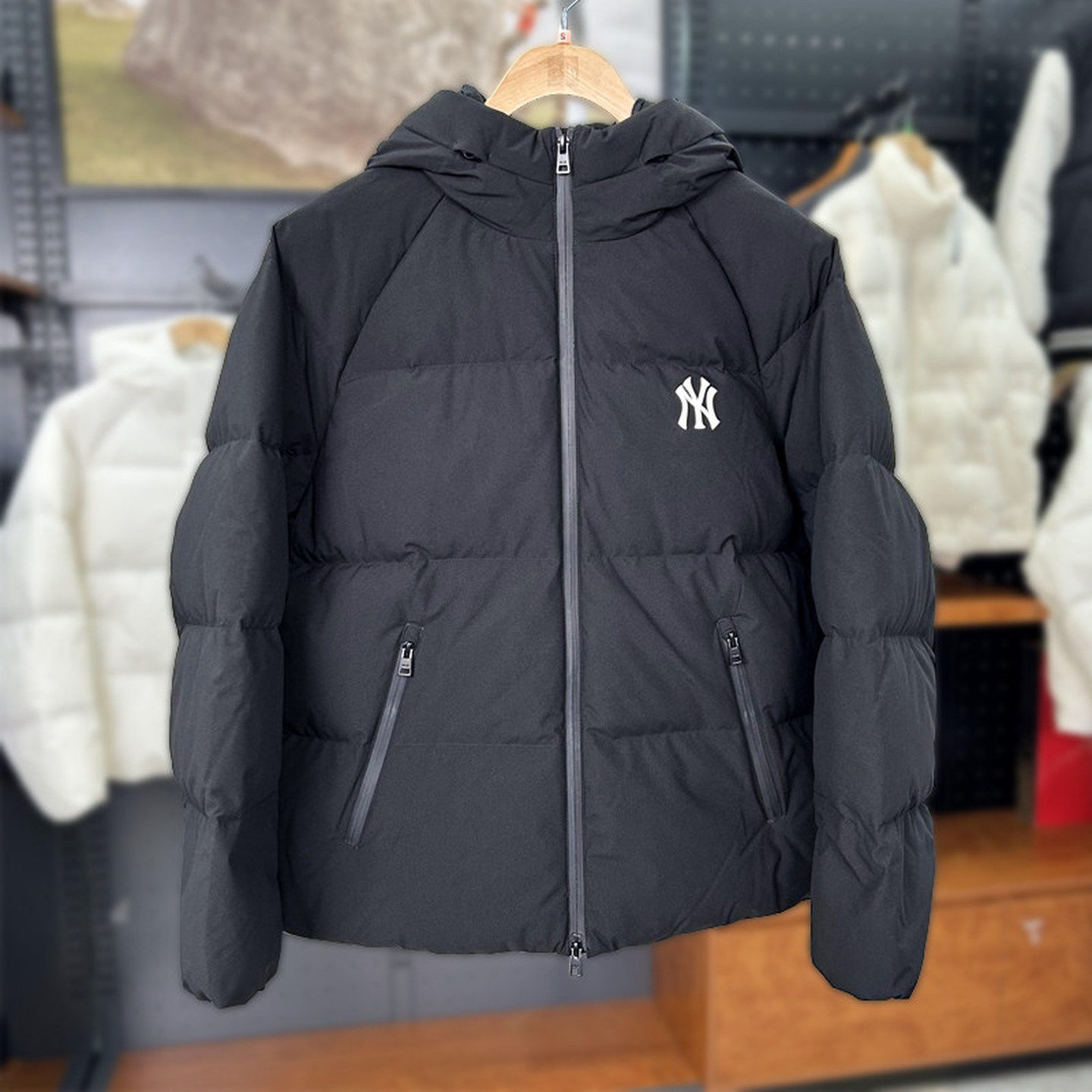 MLB连帽羽绒服NY小标男女秋冬新款加厚情侣运动休闲外套3ADJB1146