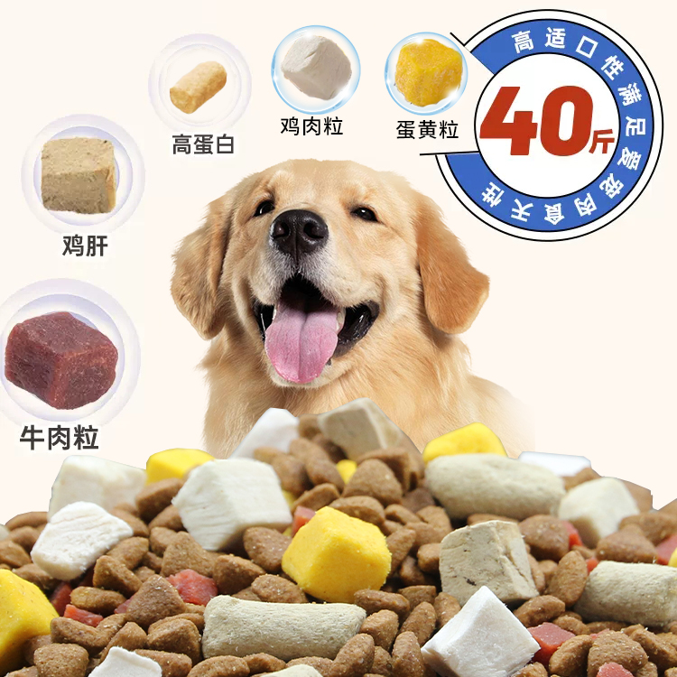 狗粮40斤装成犬幼犬金毛拉布拉多中大型犬通用型边牧大包装100斤 - 图0