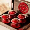 A pair of high-end red cups for wedding tea ceremony