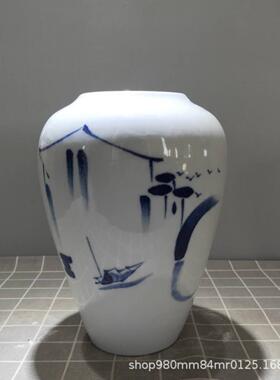 简约手绘青花陶瓷花瓶三件套