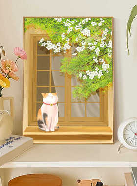猫咪餐厅沙发背景墙挂画现代简约