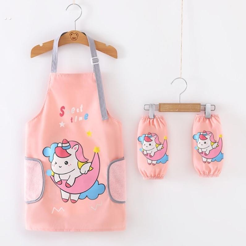 Children's painting apron, painting smock, waterproof and anti-dirty art reverse dressing, baby kindergarten eating bib, pocket to eat