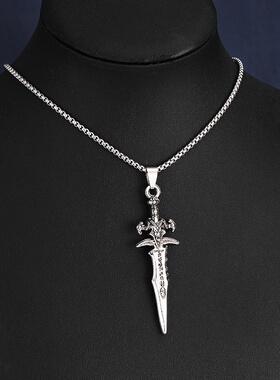 欧美跨境热卖武器大刀项链饰品男士嘻哈个性宝剑吊坠钛钢配饰新品