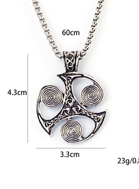 欧美饰品跨境个性钛钢螺旋回旋镖风车项链男士热卖