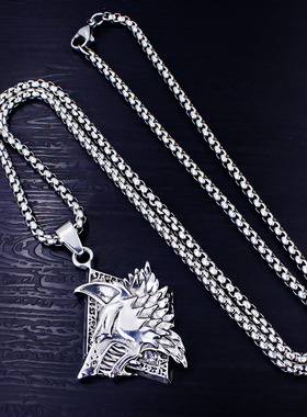 2025跨境爆款维京奥丁狼头吊牌不锈钢吊坠北欧神话项链个性设计