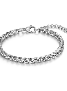 超质感光滑古巴嘻哈男士hiphop手链潮人不锈钢钛钢手镯手环新款