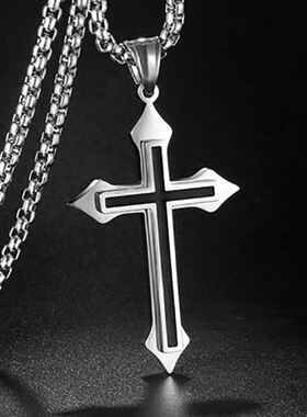 2025热卖钛钢男士滴油十字架不锈钢项链霸气饰品大量现货